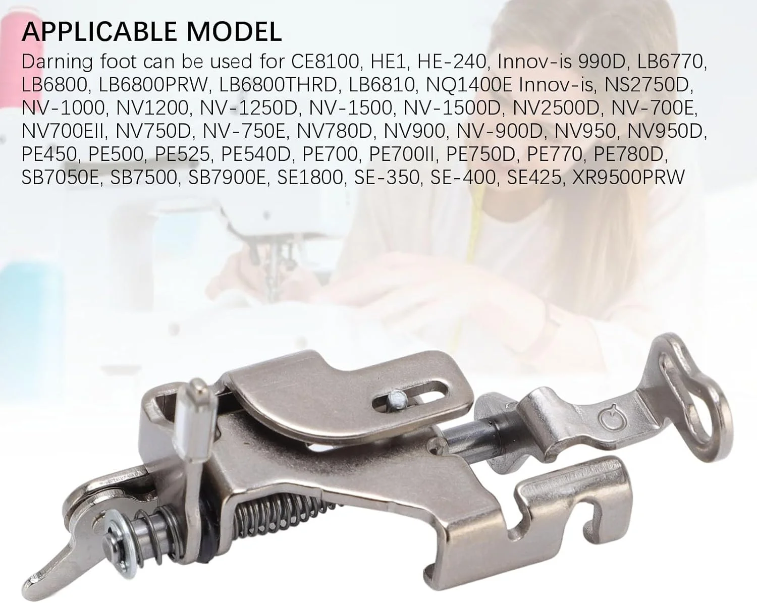 پایه رفو استیل ضد زنگ نصب آسان پایه فشاری چرخ خیاطی برای CE8100، وصله کاری برای چرخ خیاطی های SE425، پایه های گلدوزی رفو آداپتور NSK