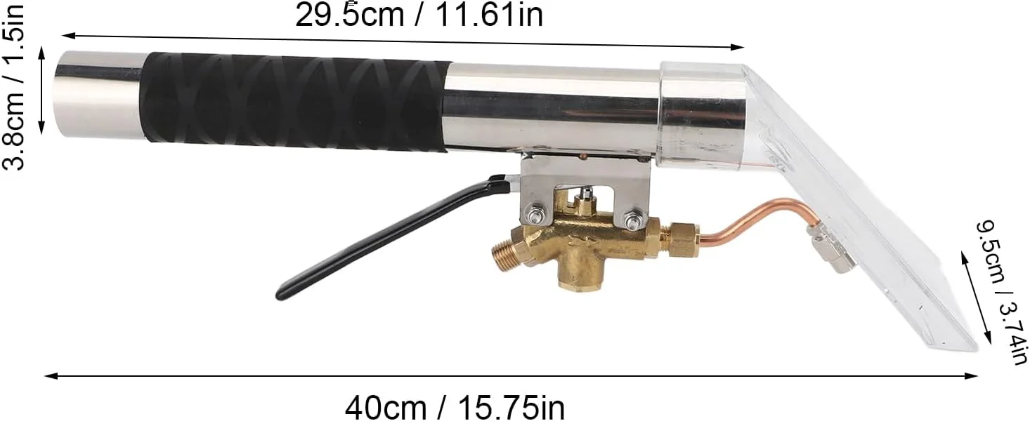نازل استخراج کننده استیل ضد زنگ 1000 PSI، عصای سبک وزن 15.7 اینچی با شیر برنجی و سر شفاف، مناسب برای خودرو، فرش و مبلمان