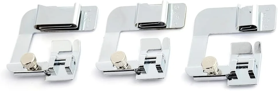 پایه دوخت لبه باریک | ست پایه فشار استیل ضد زنگ برای لبه دوزی، لوازم جانبی چند منظوره ماشین های دوخت خانگی، شامل پایه های 1/2 اینچ، 3/4 اینچ، 1 اینچ