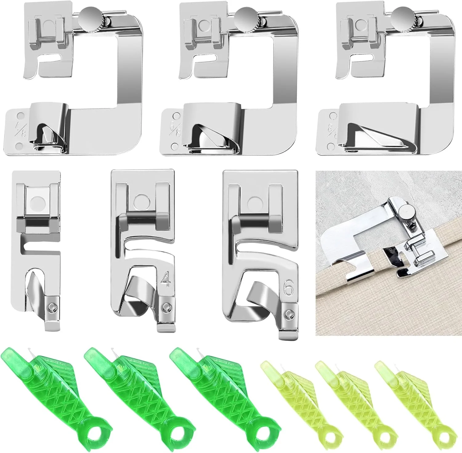 ۶ عدد پایه دوخت، پایه فشار دهنده چرخ خیاطی استیل ضد زنگ، پایه چرخ خیاطی، پایه لب تو سازگار با Brother Singer, W6, Elina, Janome, Pfaff