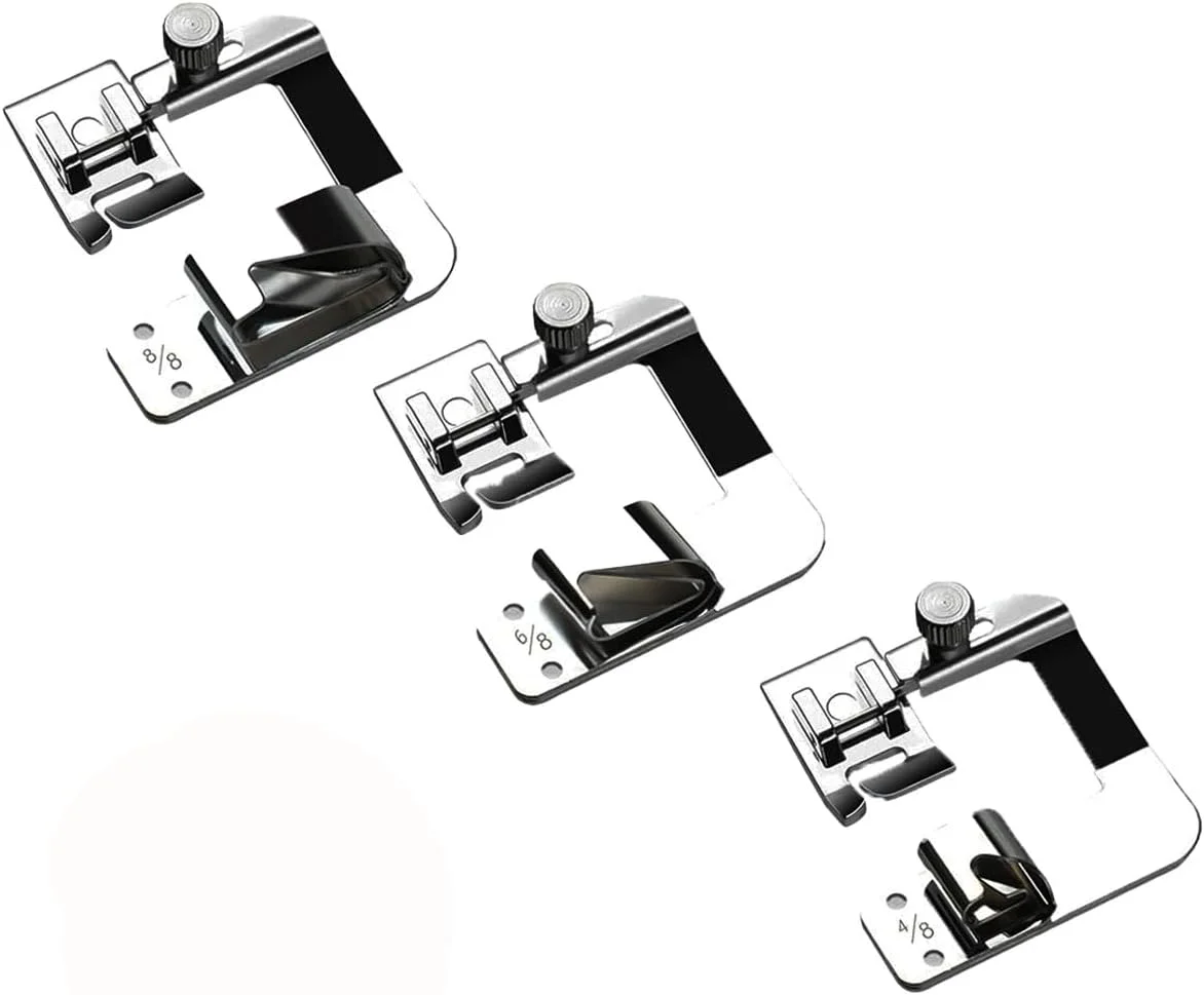 ست ۳ عددی پایه لب تو فولادی ضد زنگ - پایه های لب تو 4/8 6/8 8/8 اینچی برای Brother Singer Janome - لوازم جانبی چرخ خیاطی برای پروژه های خیاطی خانه و آشپزخانه (نقره ای؛ 3 عدد)