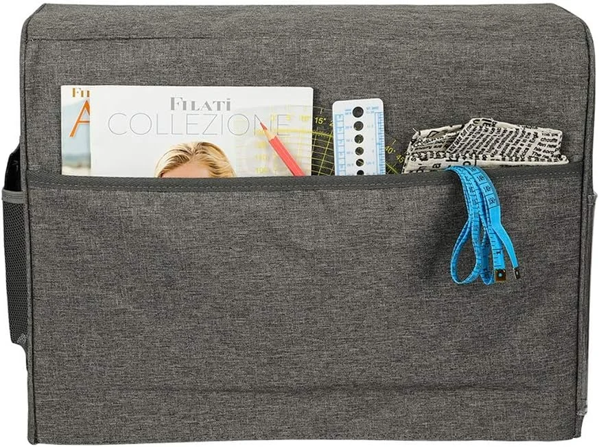 روکش ضد گرد و غبار چرخ خیاطی با 3 جیب، ضد آب، روکش ضد گرد و غبار برای چرخ خیاطی و لوازم جانبی، مشکی طرح دار