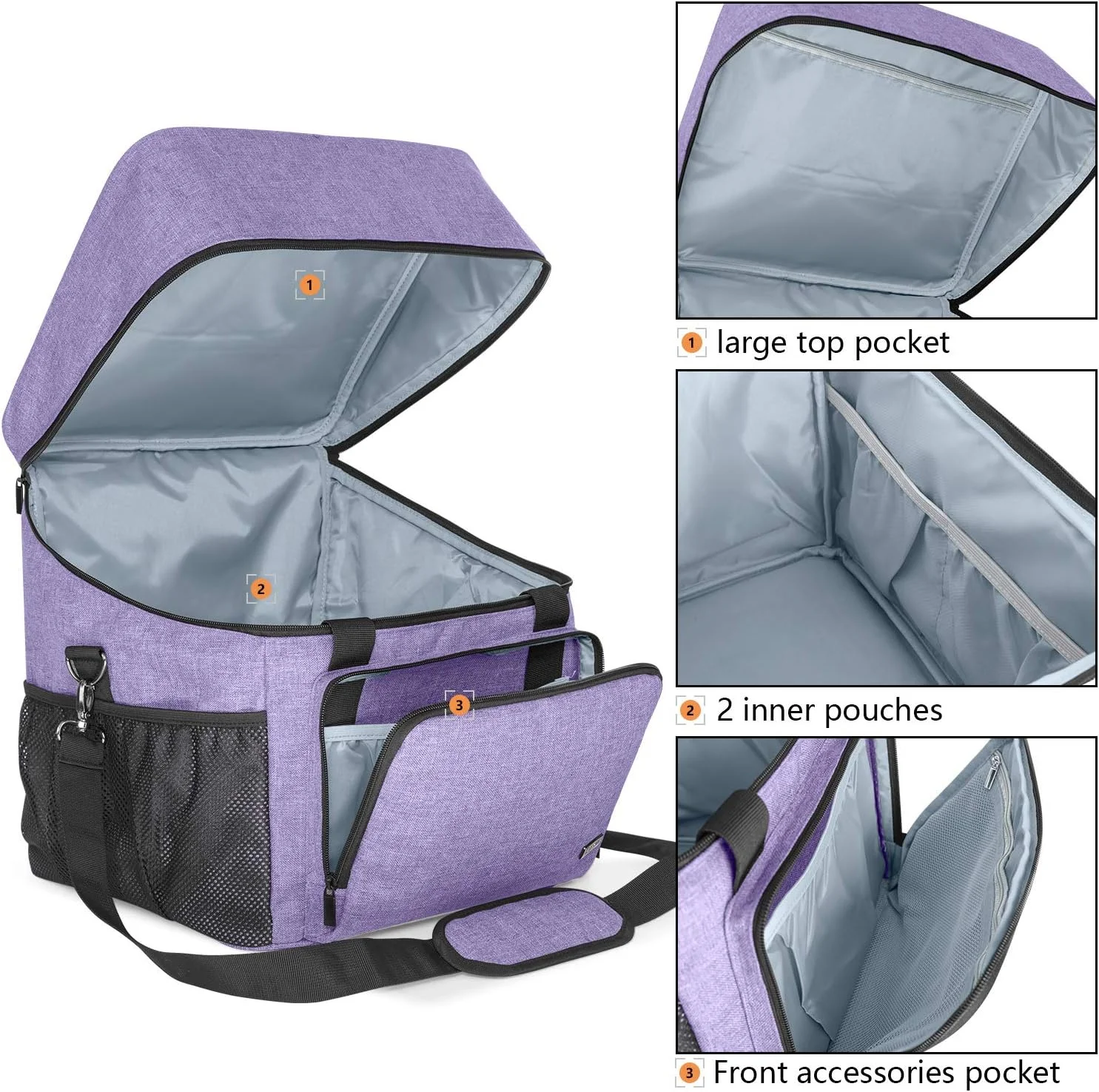 کیف چرخ سردوز لوکسیا مناسب برای اکثر چرخ‌های سردوز استاندارد، کیف سردوز با جیب‌های نگهداری لوازم جانبی (طراحی ثبت شده) بنفش CALX11902