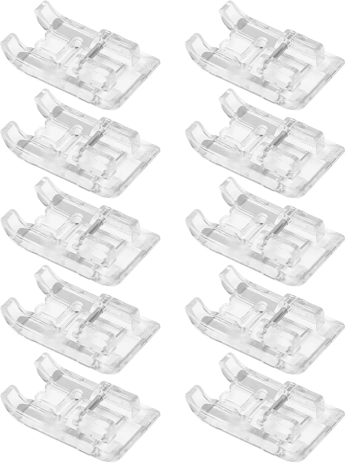 ۱۰ عدد پایه دوخت ساتن، پایه های فشاری جایگزین با نوک باز شفاف، لوازم جانبی چرخ خیاطی