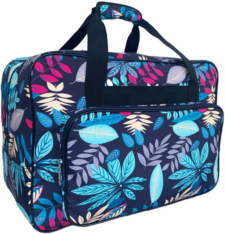 کیف نگهداری وسایل سفر، کیف حمل چرخ خیاطی با دسته، محفظه بندی لوازم، نایلونی، طرح چاپی، مناسب چمدان و محفظه های چمدانی، آبی روشن