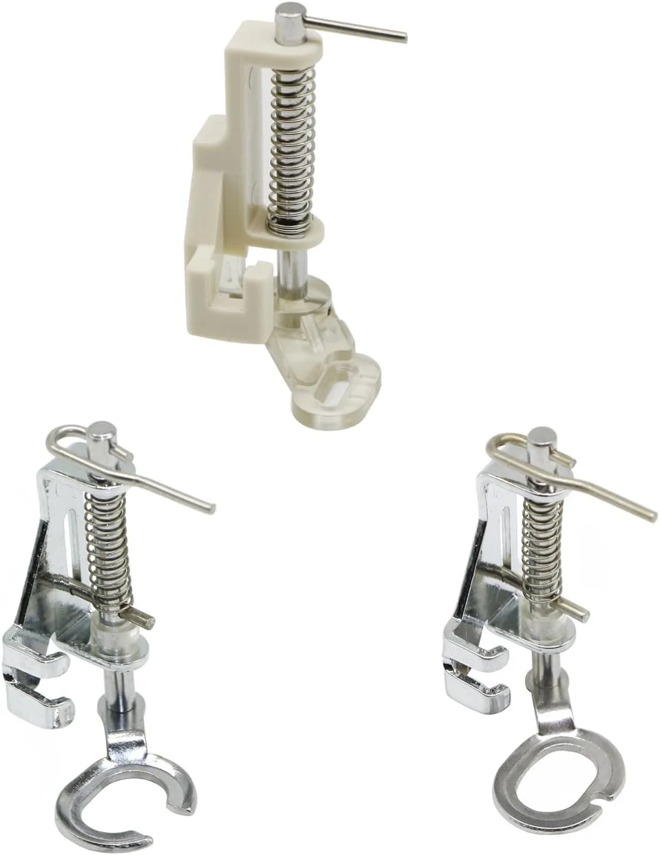 ست ۳ عددی پایه چرخ خیاطی فلزی بزرگ مخصوص رفو/حرکت آزاد برای انواع چرخ خیاطی های پایه کوتاه Brother Singer Babylock Janome و سایر چرخ خیاطی ها - شامل پایه انگشتی بسته، پایه انگشتی باز و پایه لحاف دوزی