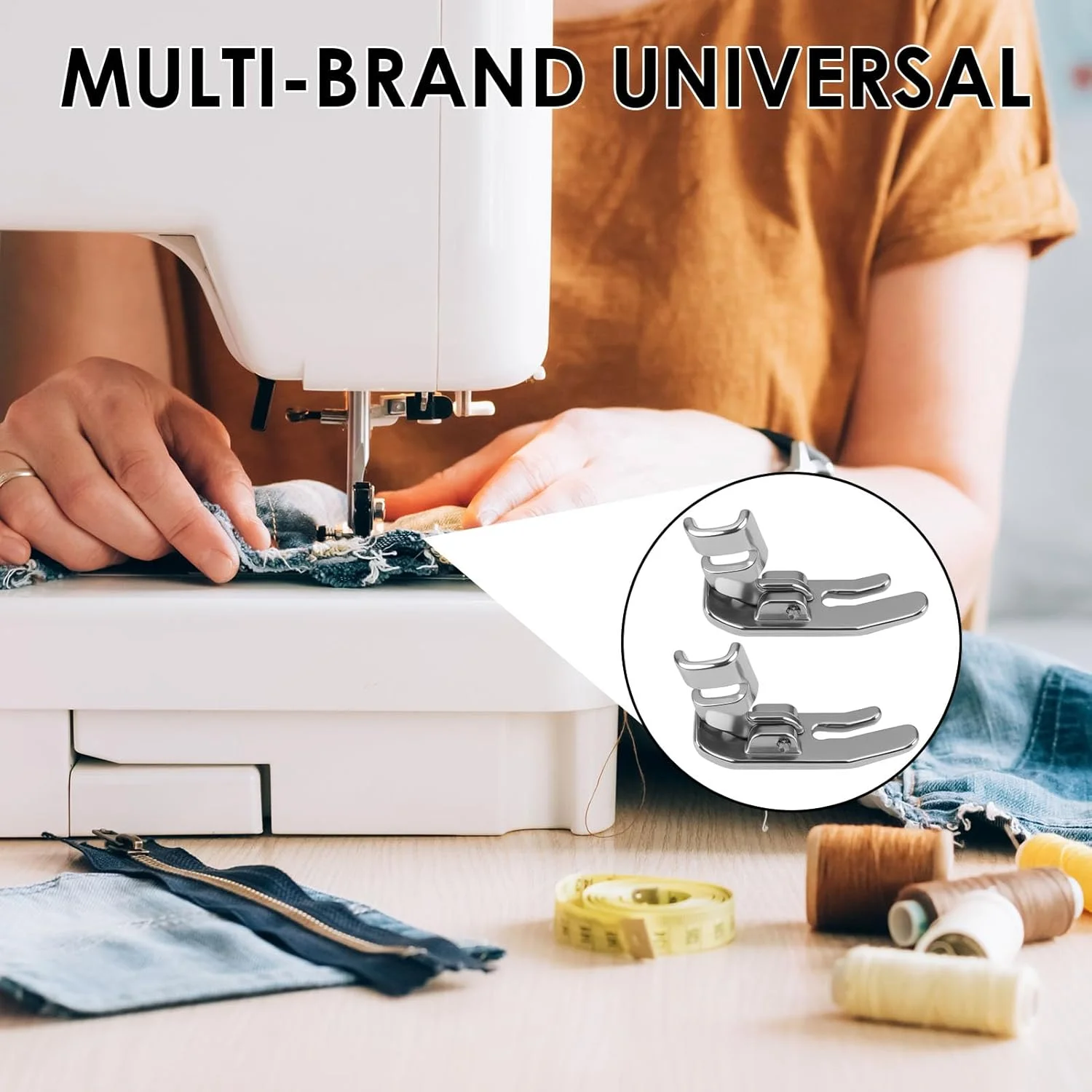 پایه دوخت مستقیم باریک 10 میلی‌متری (0.4 اینچ) 2 عددی سازگار با Brother Juki Kenmore Singer و غیره، پایه چرخ خیاطی برای خیاط، خانه‌دار، طراح، صنعتگر چرم، سازنده پوشاک