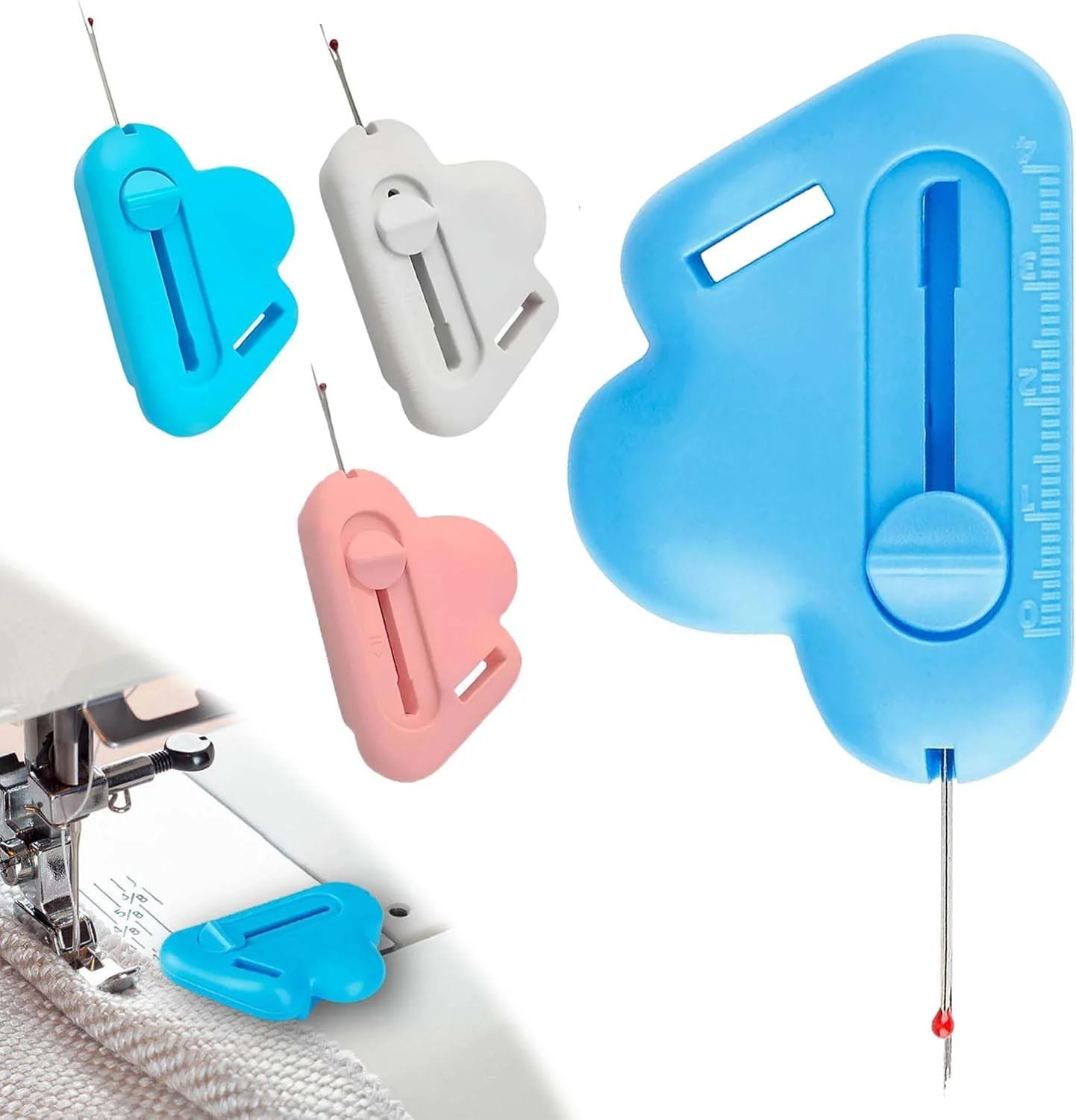 راهنمای درز مغناطیسی تزویق برای چرخ خیاطی، شامل شکافنده درز، راهنمای چند منظوره لبه دوزی چند ضلعی، دارای مقیاس واضح، ابزار حذف بخیه، نصب و استفاده آسان، 3 عدد