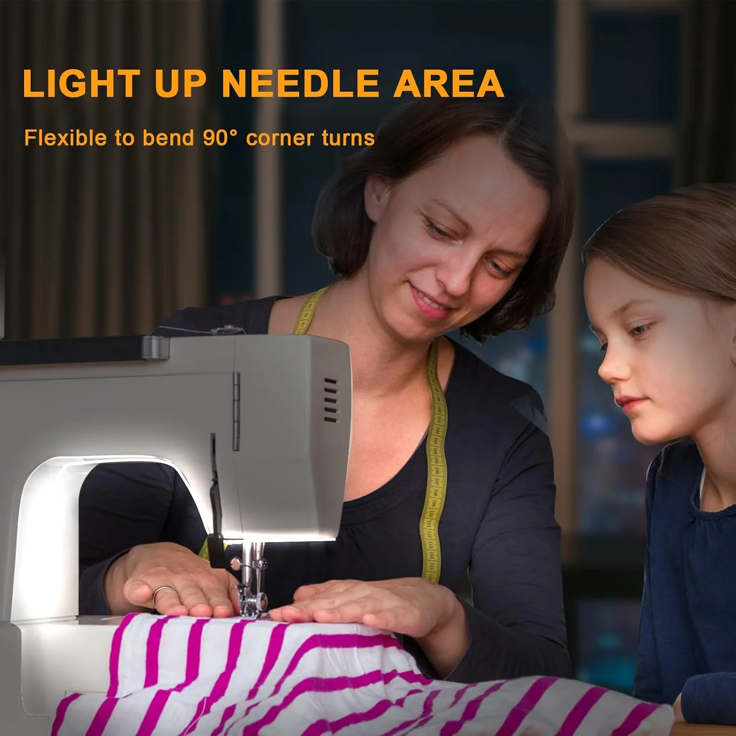 چراغ خیاطی COB تاتازون با دیمر لمسی، نوار چراغ خیاطی یکنواخت 6500K با قابلیت تنظیم نور، 144 LED سفید سرد