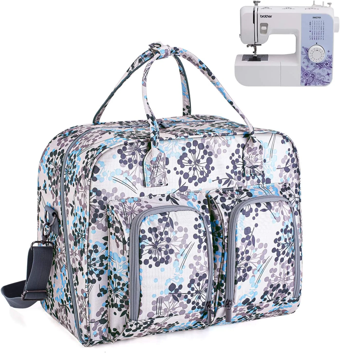 کیف حمل چرخ خیاطی Teamoy با پد تخته چوبی زیرین برای اکثر چرخ خیاطی های استاندارد و لوازم جانبی 41.4x21.6x33 سانتی متر - طرح قاصدک