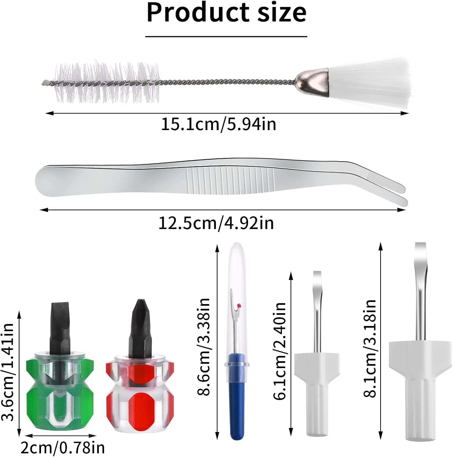 مجموعه 8 عددی تمیز کننده چرخ خیاطی Teaaha: موچین، برس، پیچ گوشتی، بشکاف - مواد پلاستیکی و فلزی، شفاف