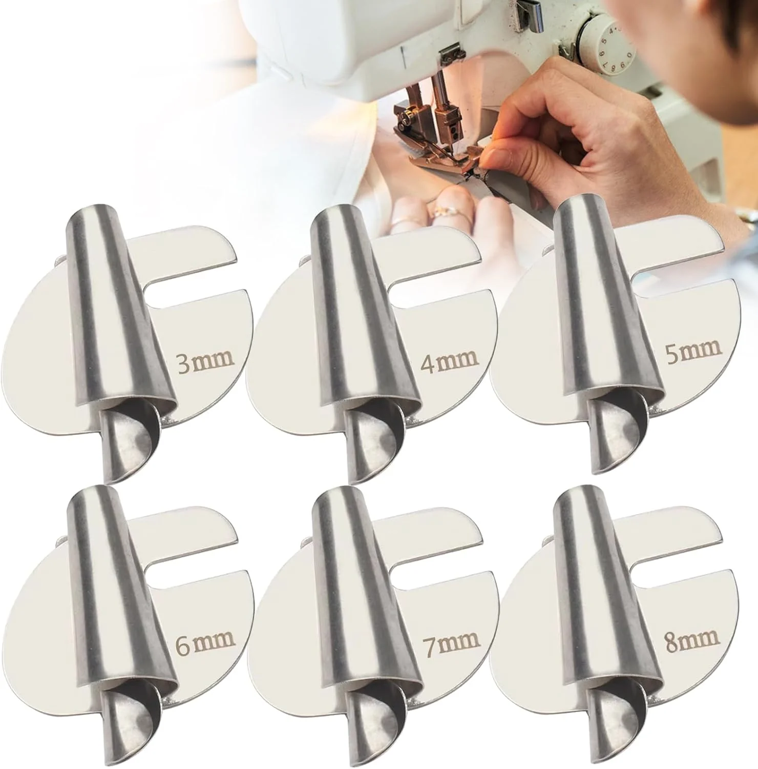 پایه لب تو جهانی ارتقا یافته TCPENG 2024، پایه فشارنده لب تو با 6 سایز پهنای 3 تا 8 میلی متر، پایه چرخ خیاطی، پایه لب تو صنعتی خانگی (6 عددی_ 3/4/5/6/7/8 میلی متر)