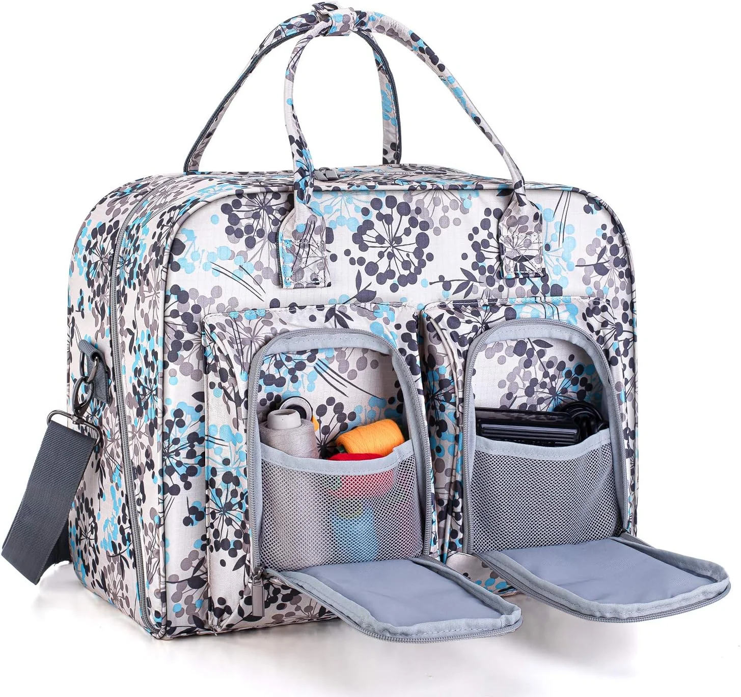 کیف حمل چرخ خیاطی Teamoy با پد تخته چوبی زیرین برای اکثر چرخ خیاطی های استاندارد و لوازم جانبی 41.4x21.6x33 سانتی متر - طرح قاصدک