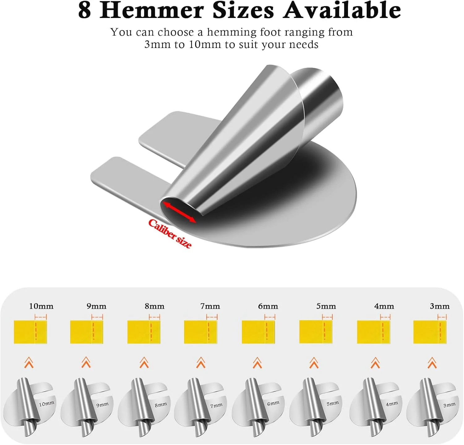 پایه لب تو (تولون) تیگاری، پایه دوخت لب تو، در اندازه های ۷/۸/۹/۱۰ میلی متر، مناسب برای چرخ خیاطی های خانگی و صنعتی، لوازم جانبی خیاطی