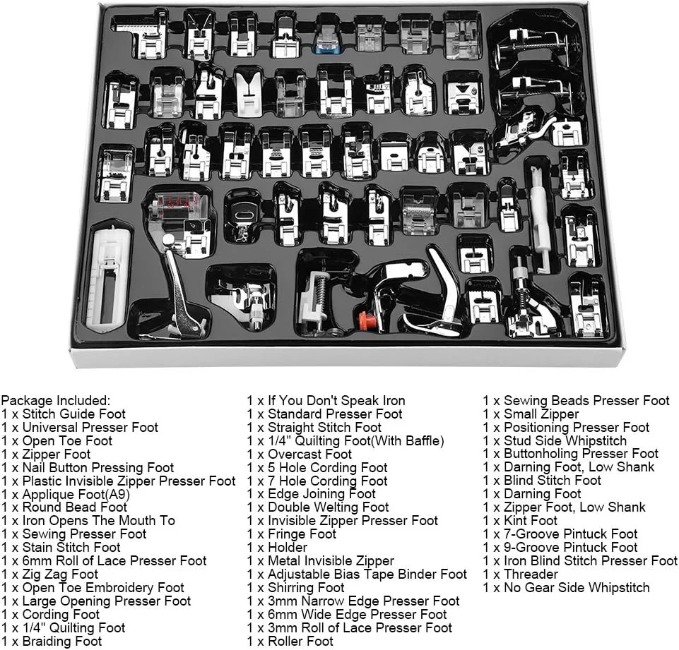مجموعه 52 عددی پایه چرخ خیاطی چند منظوره، نصب آسان، جنس فلزی برای کار خیاطی بسیار کارآمد، مناسب برای مبتدیان