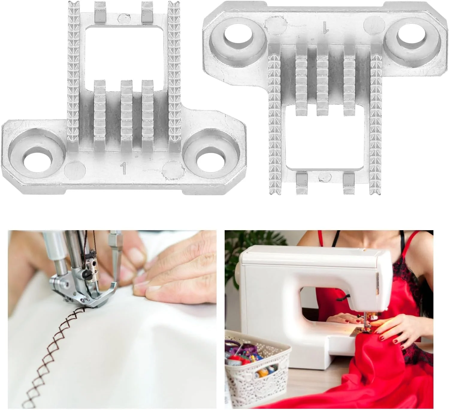 قطعات فلزی بادوام جایگزین دندانه تغذیه چرخ خیاطی برای مدل های 4423/5532/44s، 2 عدد، برای خیاطی خانگی، جنس آهن