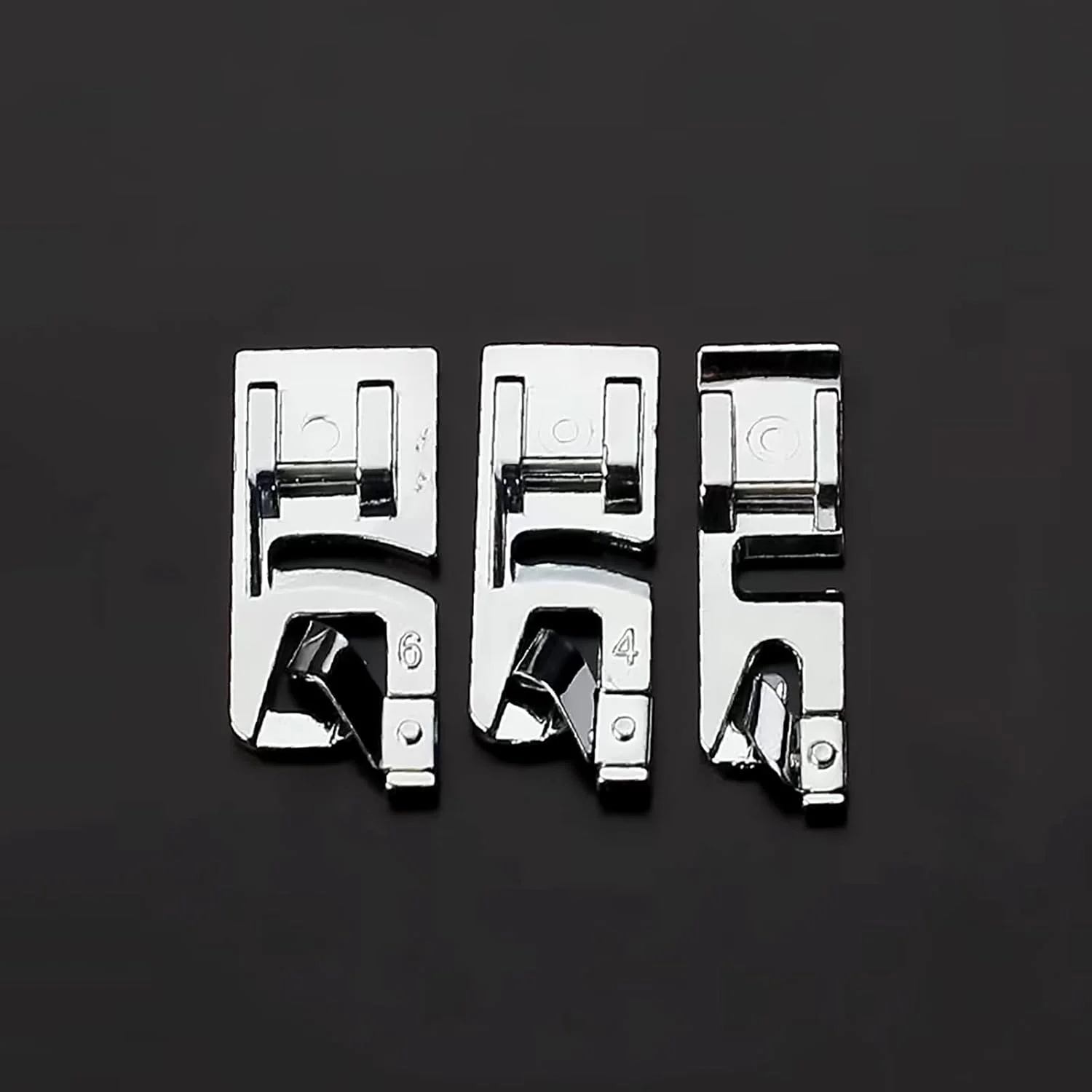 مجموعه ۳ عددی پایه لب تو باریک TISEKER (۳ میلی متر، ۴ میلی متر، ۶ میلی متر) برای تمام چرخ خیاطی های پایه کوتاه ضامن دار سینگر، برادر، بیبی لاک، یورو پرو، ژانومه، کنmore، وایت، جوکی، الna، نیو هوم