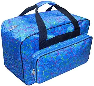 کیف حمل چرخ خیاطی آبی TLBTEK، کیف دستی بوم جهانی، کاور گرد و غبار قابل حمل با جیب برای چرخ خیاطی کیف حمل چرخ خیاطی آبی TLBTEK، کیف دستی بوم جهانی، کاور گرد و غبار قابل حمل با جیب برای چرخ خیاطی