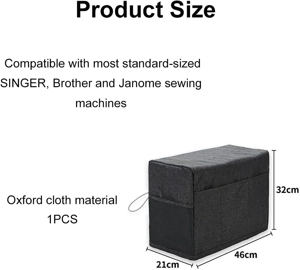 لوازم جانبی چرخ خیاطی، روکش گرد و غبار چرخ خیاطی، کیف چرخ خیاطی با 4 جیب، تاشو، 46x32x21 سانتی متر، پارچه آکسفورد مشکی، سازگار با اکثر چرخ خیاطی ها