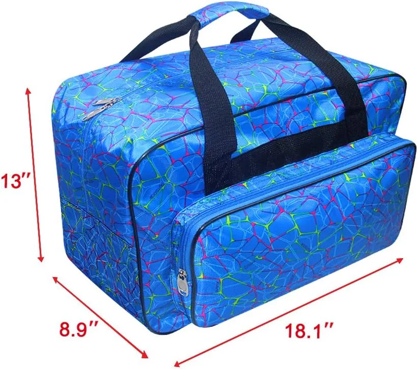 کیف حمل چرخ خیاطی آبی TLBTEK، کیف دستی بوم جهانی، کاور گرد و غبار قابل حمل با جیب برای چرخ خیاطی
