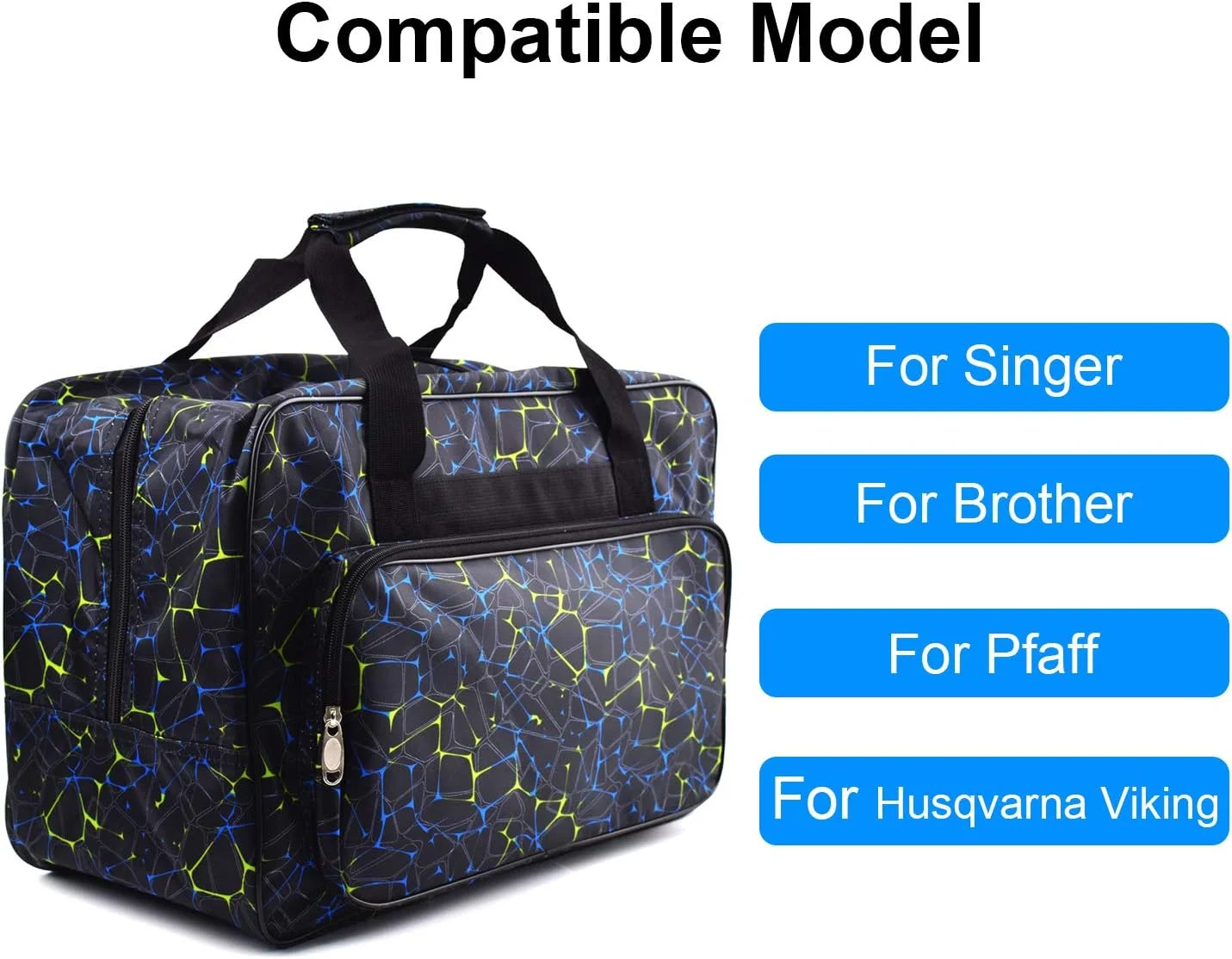 کیف حمل مشکی چرخ خیاطی TLBTEK، کیف دستی بوم جهانی، کاور گرد و غبار قابل حمل با جیب برای چرخ خیاطی