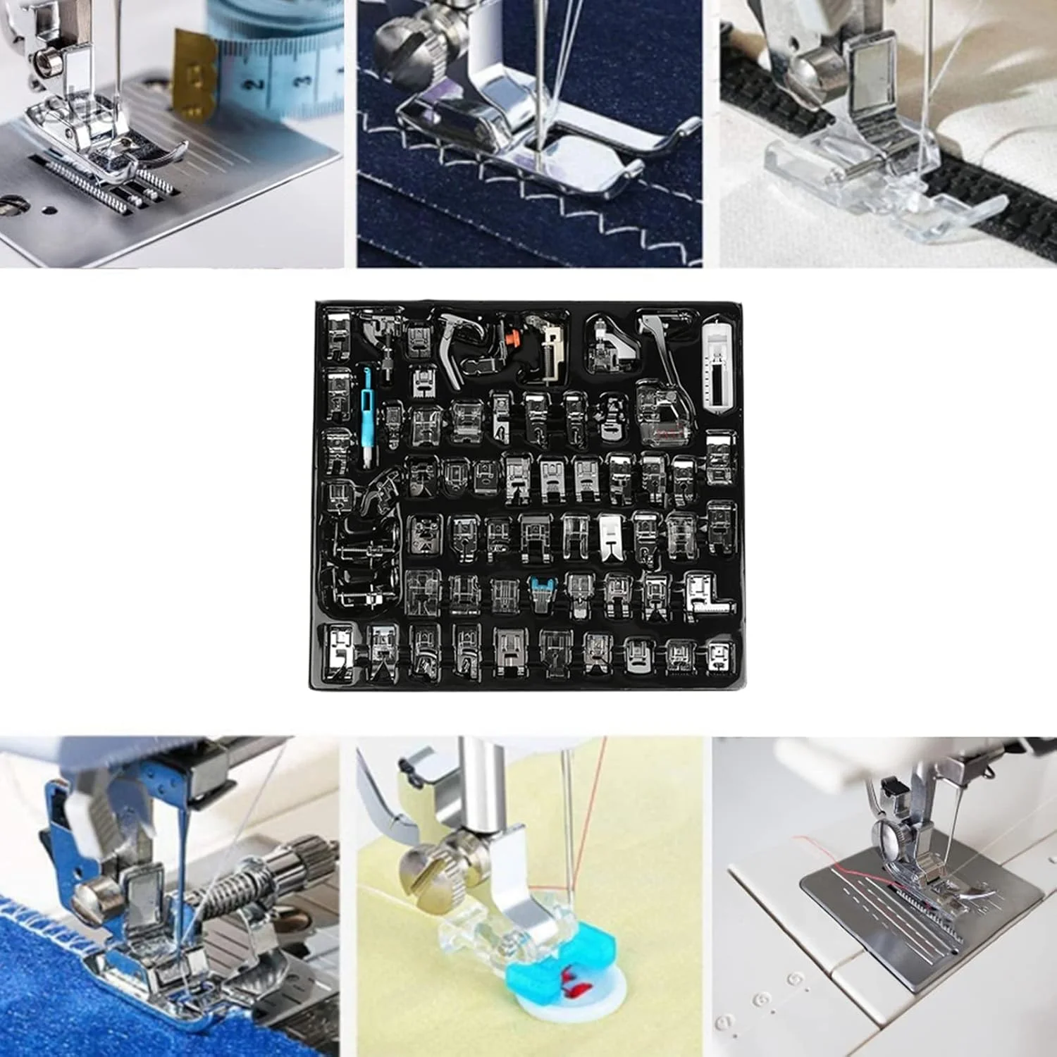 مجموعه 62 عددی لوازم جانبی چرخ خیاطی چند منظوره خانگی Tnfeeon، شامل پایه های دوخت و ابزار حرفه ای برای خیاطی در منزل