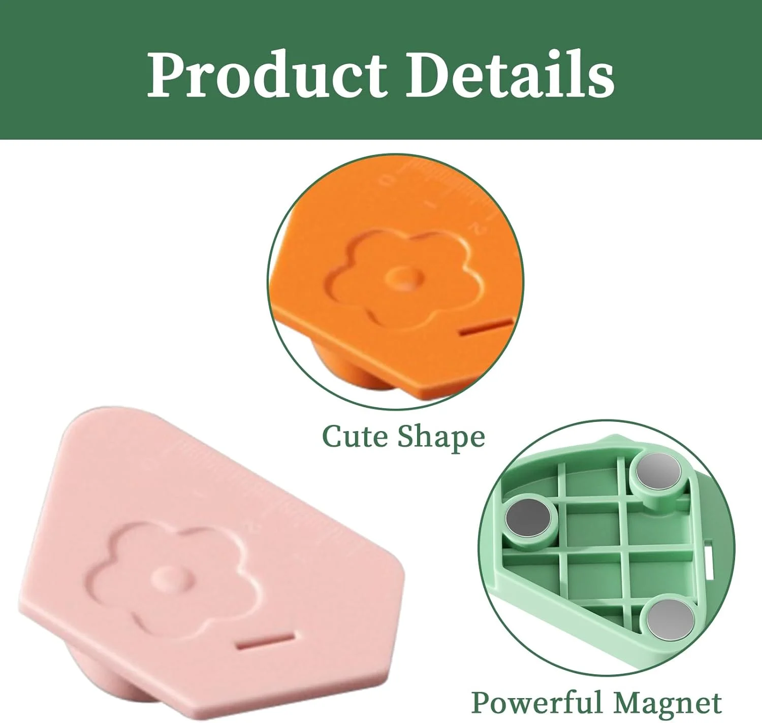 راهنمای درز مغناطیسی توگوما 4 عددی برای چرخ خیاطی، لبه دوز چند ضلعی چند منظوره با خط کش راهنمای درز لوازم جانبی خیاطی (نارنجی صورتی سبز)