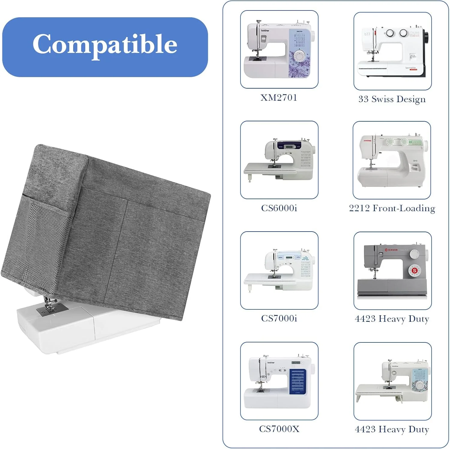 کیف چرخ خیاطی، ارتفاع 32 سانتی متر، 4 جیب، خاکستری