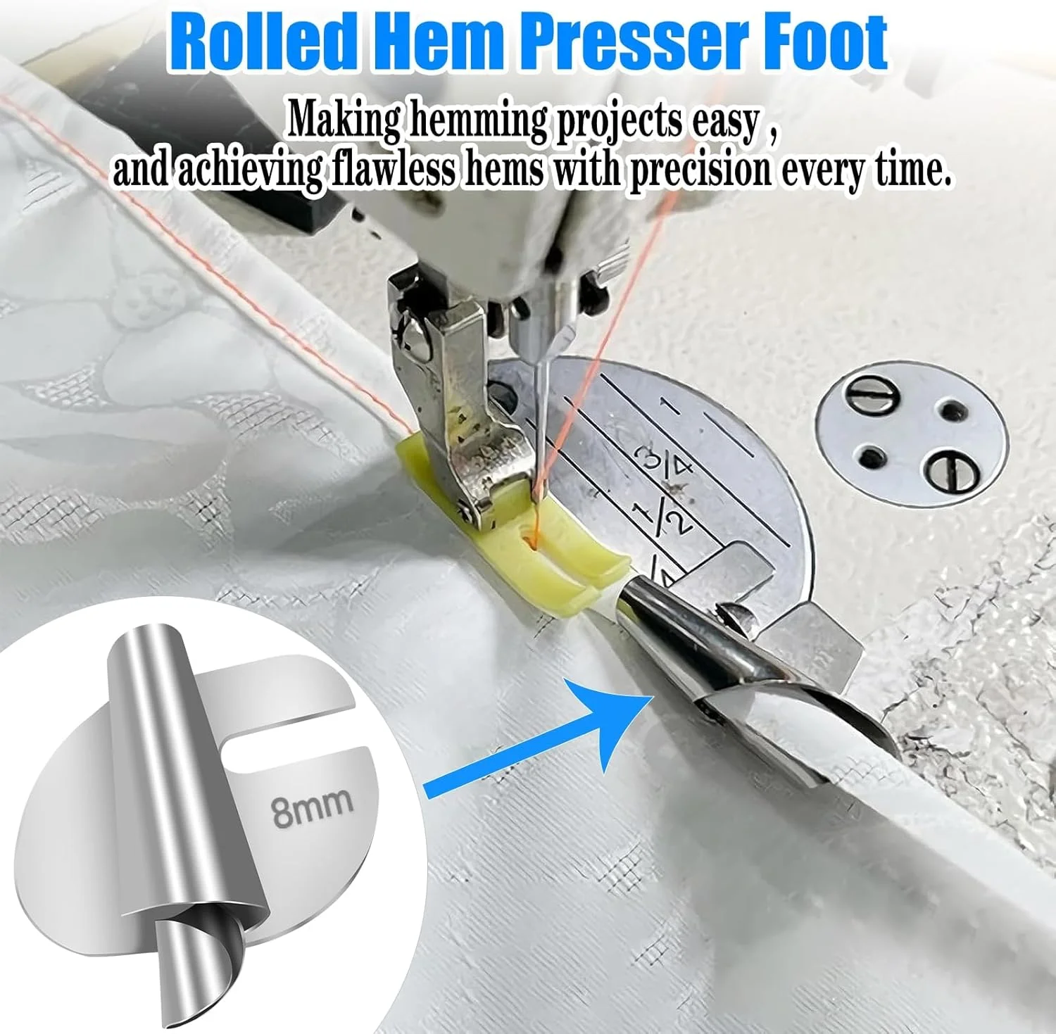 لبه دوز چرخ خیاطی یونیورسال TOOVREN، 4 عددی، پایه لبه دوز، پایه لبه دوز با عرض 7/8/9/10 میلی متر، پایه لبه دوز چرخ خیاطی، پایه لبه دوز صنعتی خانگی خمیده