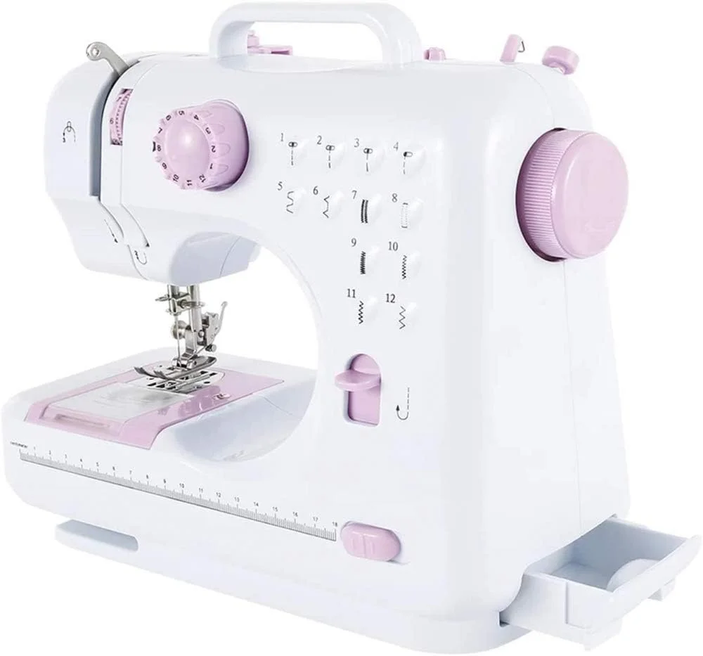 چرخ خیاطی دو سرعته با نخ دوبل، چرخ خیاطی برقی با 12 طرح دوخت، چراغ LED، پدال پا برای مسافرت های خانوادگی چرخ خیاطی دو سرعته با نخ دوبل، چرخ خیاطی برقی با 12 طرح دوخت، چراغ LED، پدال پا برای مسافرت های خانوادگی
