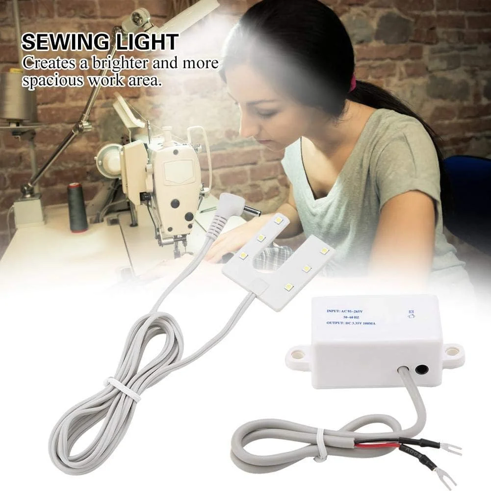 چراغ رومیزی U شکل، چراغ LED چرخ خیاطی 6-LED 0.3 وات، چراغ کار LED لوازم جانبی چرخ خیاطی دوشاخه CN 220 ولت
