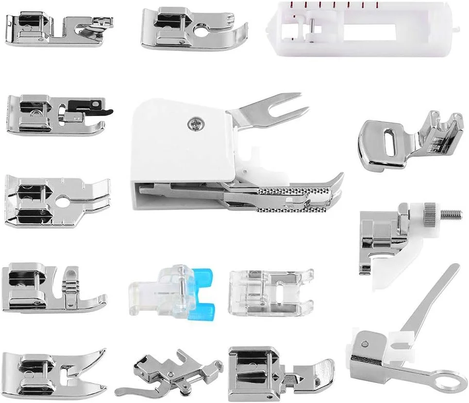 مجموعه پایه های چرخ خیاطی، 15 عدد پایه های مختلف، مجموعه پایه های جهانی برای چرخ خیاطی های چند منظوره خانگی مناسب برای بیبی لاک، ژانومه، برادر، نیو هوم، سینگر و کنمور