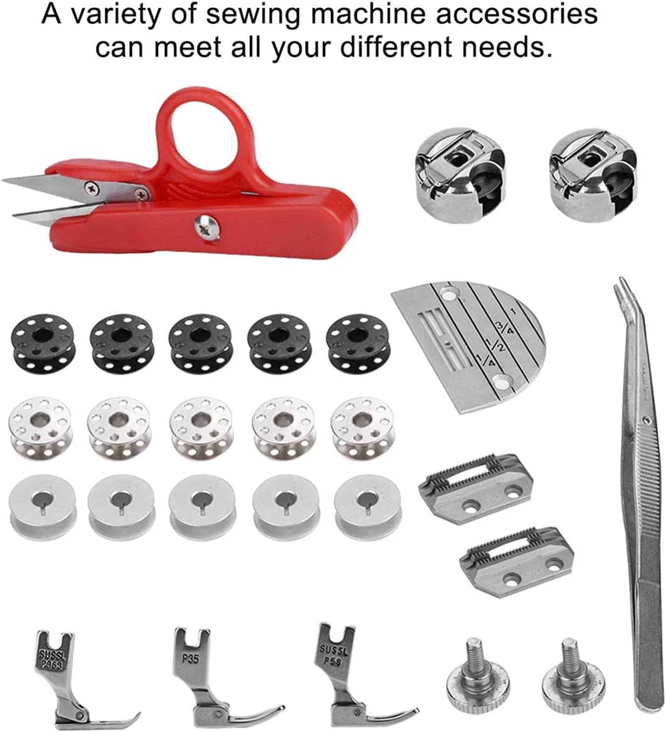 مجموعه ۲۷ عددی قطعات ماشین خیاطی صنعتی یونیورسال، مقاوم در برابر سایش و محکم، افزایش دهنده عالی کارایی برای تخت صاف صنعتی، ساخت
