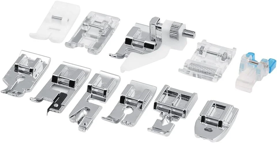 مجموعه 11 عددی پایه های چرخ خیاطی یونیورسال F&Y، شامل پایه های لحاف دوزی، اتصال دهنده و راه رفتن برای Brother، Babylock و غیره، لوازم جانبی ضروری برای گلدوزی و لبه دوزی