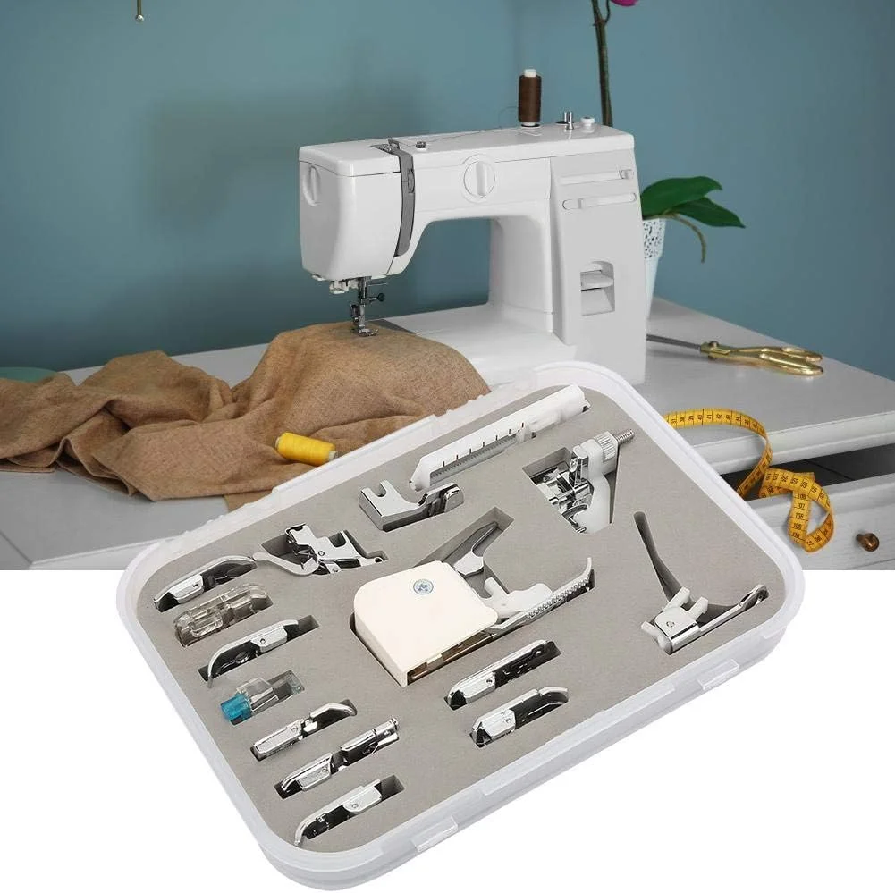 مجموعه 15 عددی پایه های پرس چرخ خیاطی یونیورسال - OEM مناسب برای چرخ خیاطی های بابلاک، ژانومه، برادر، نیو هوم، سینگر با ساق کوتاه