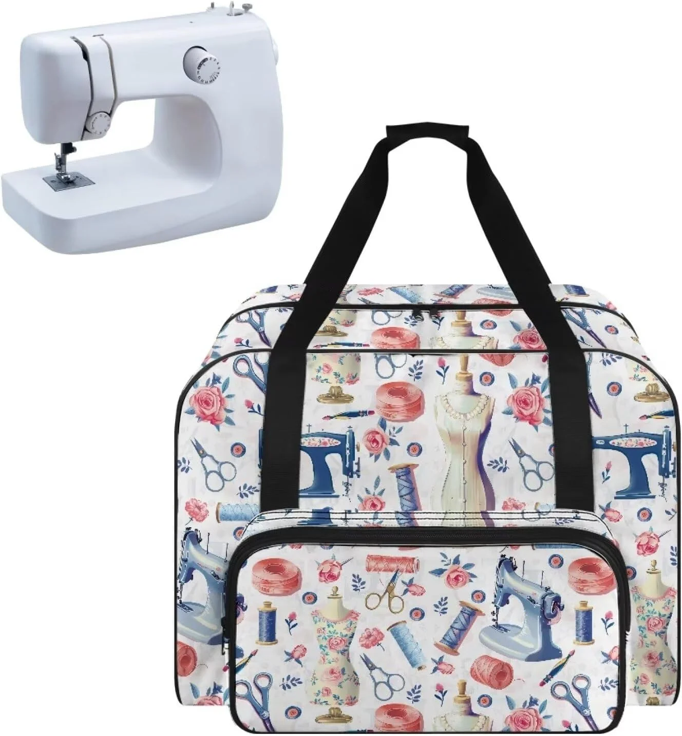 کیف حمل چرخ خیاطی Uorisanigo با جیب جلویی، کیف دستی مسافرتی برای چرخ خیاطی و لوازم جانبی، کیف حمل قابل حمل مناسب برای اکثر چرخ خیاطی های استاندارد، طرح چرخ خیاطی کیف حمل چرخ خیاطی Uorisanigo با جیب جلویی، کیف دستی مسافرتی برای چرخ خیاطی و لوازم جانبی، کیف حمل قابل حمل مناسب برای اکثر چرخ خیاطی های استاندارد، طرح چرخ خیاطی