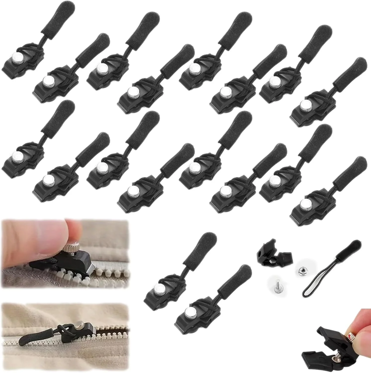 تعمیر زیپ یونیورسال - تعمیر فوری، بدون نیاز به دوخت، نجات دهنده زیپ کاپشن و چمدان (20L) تعمیر زیپ یونیورسال - تعمیر فوری، بدون نیاز به دوخت، نجات دهنده زیپ کاپشن و چمدان (20L)