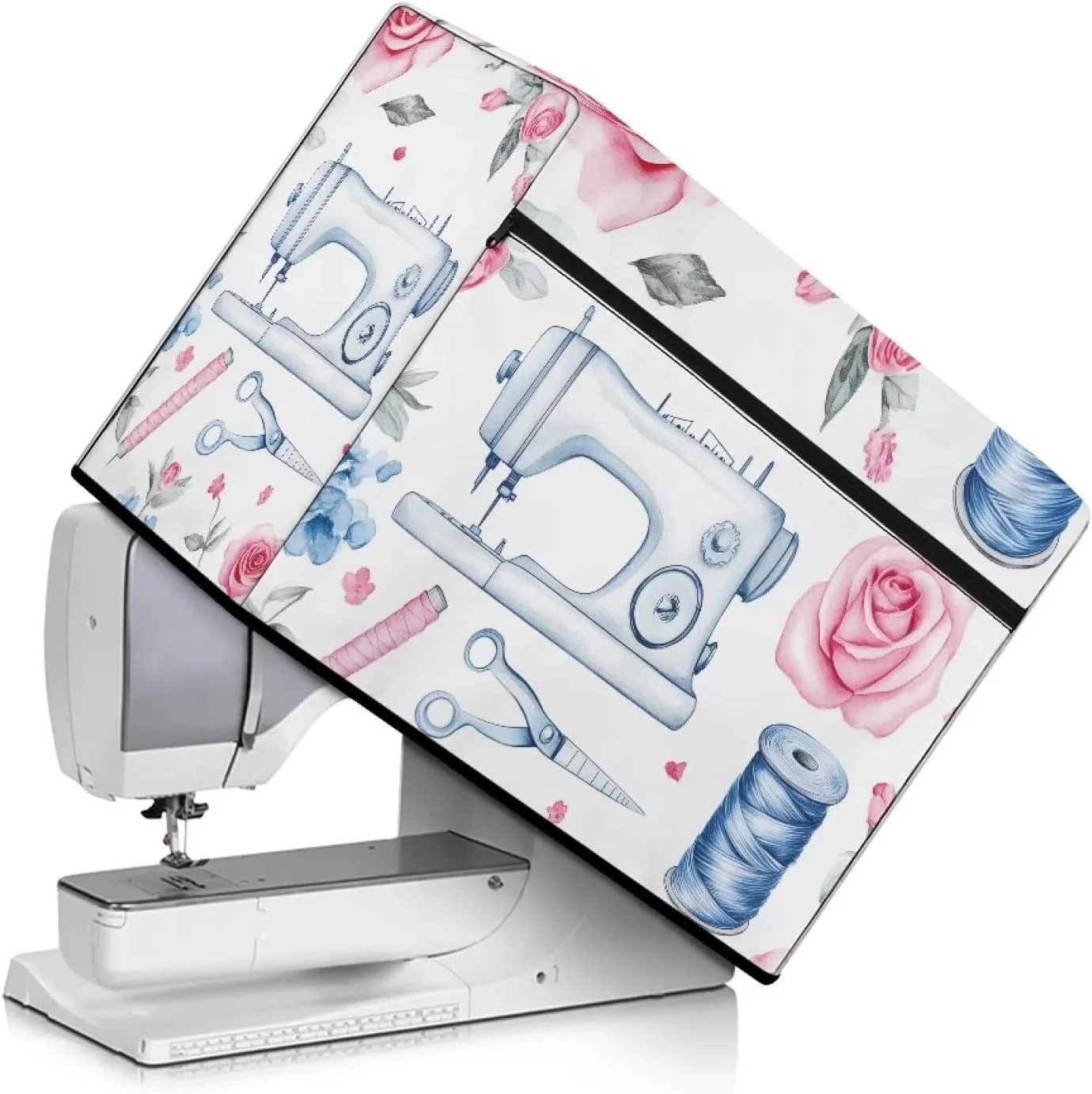 روکش چرخ خیاطی طرح گل رز صورتی Uorisanigo، ضد گرد و غبار محافظ با جیب، ضد آب، پلی استر، 45x32x22 سانتی متر روکش چرخ خیاطی طرح گل رز صورتی Uorisanigo، ضد گرد و غبار محافظ با جیب، ضد آب، پلی استر، 45x32x22 سانتی متر