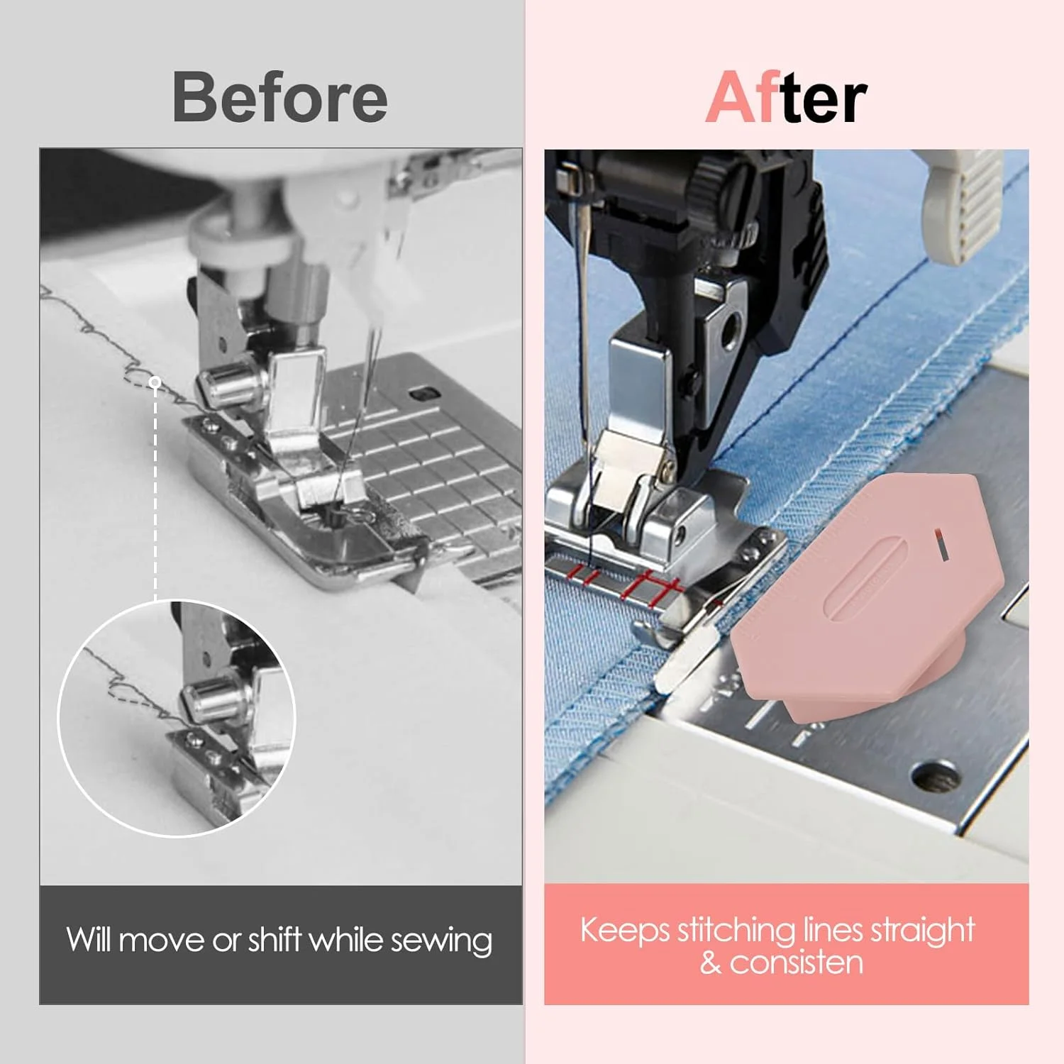 راهنمای درز مغناطیسی ارتقا یافته 5 عددی برای چرخ خیاطی با مقیاس، مناسب برای دوخت مستقیم و منحنی، لوازم لحاف دوزی، لوازم جانبی خیاطی برای اکثر چرخ خیاطی های مغناطیسی - 3 رنگ