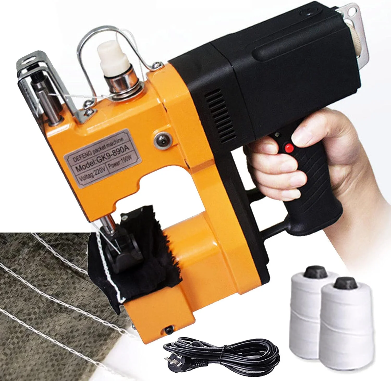 دستگاه کیسه دوز برقی دستی UZOURI با 2 عدد نخ دوخت، گیج 7.5-10 میلی متر؛ ضخامت دوخت 0.2-10 میلی متر؛ برای کیسه های برنج/گونی/بافته/کاغذی/پلاستیکی دستگاه کیسه دوز برقی دستی UZOURI با 2 عدد نخ دوخت، گیج 7.5-10 میلی متر؛ ضخامت دوخت 0.2-10 میلی متر؛ برای کیسه های برنج/گونی/بافته/کاغذی/پلاستیکی