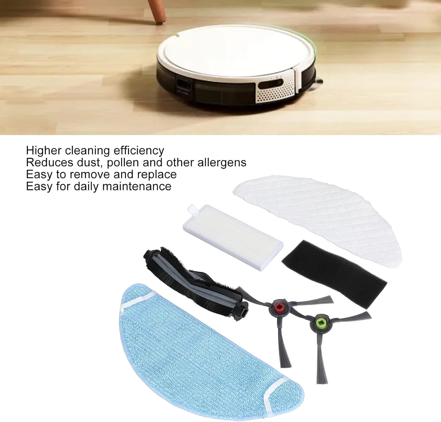 کیت لوازم جانبی جاروبرقی، برس چرخشی قابل شستشو، برس جانبی، صفحه فیلتر برای Yeedi K650 کیت لوازم جانبی جاروبرقی، برس چرخشی قابل شستشو، برس جانبی، صفحه فیلتر برای Yeedi K650