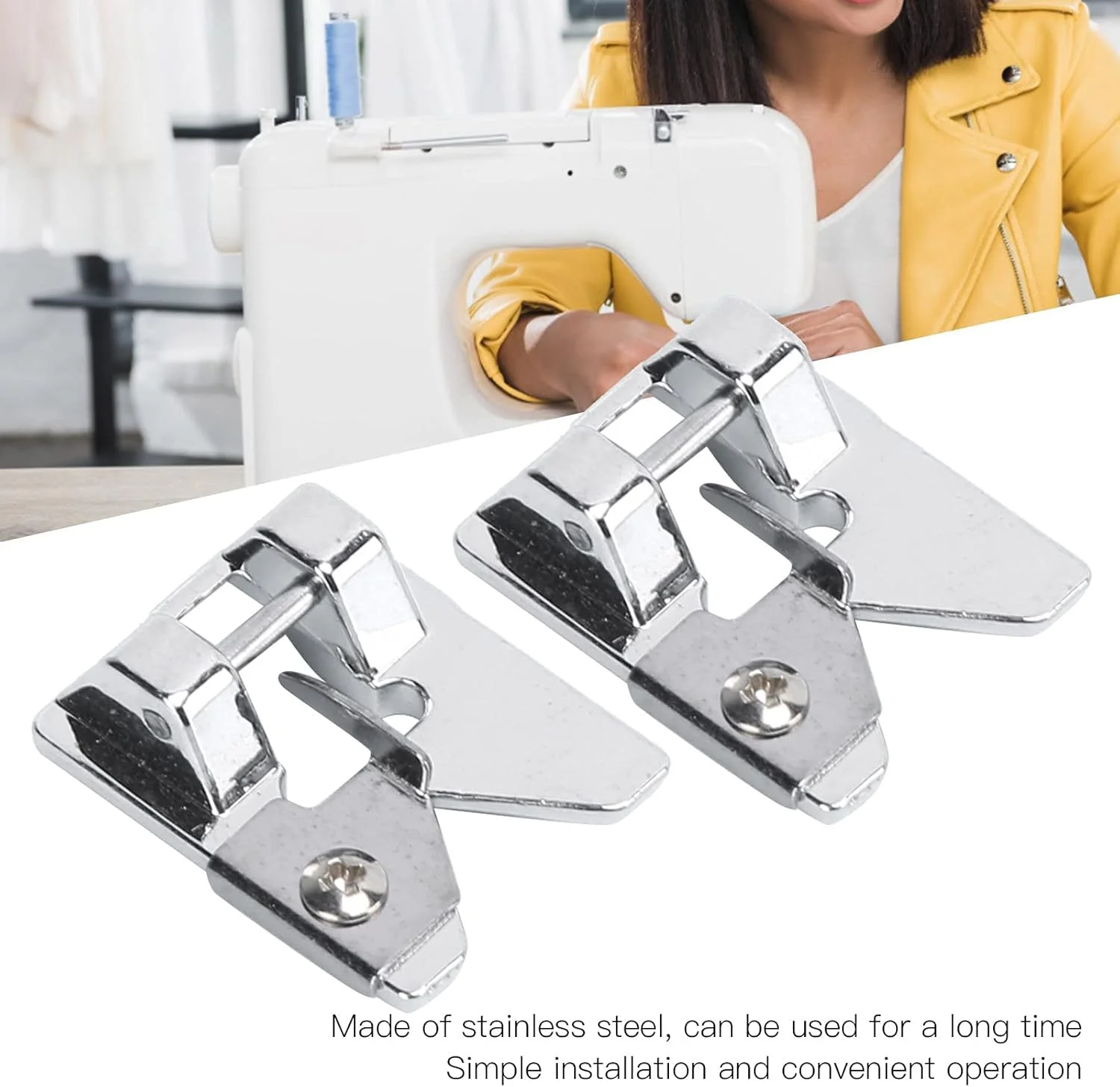 خط کش راهنمای درز و پایه های دوخت، 2 عدد پایه فشاری استیل ضد زنگ برای دوخت خانگی