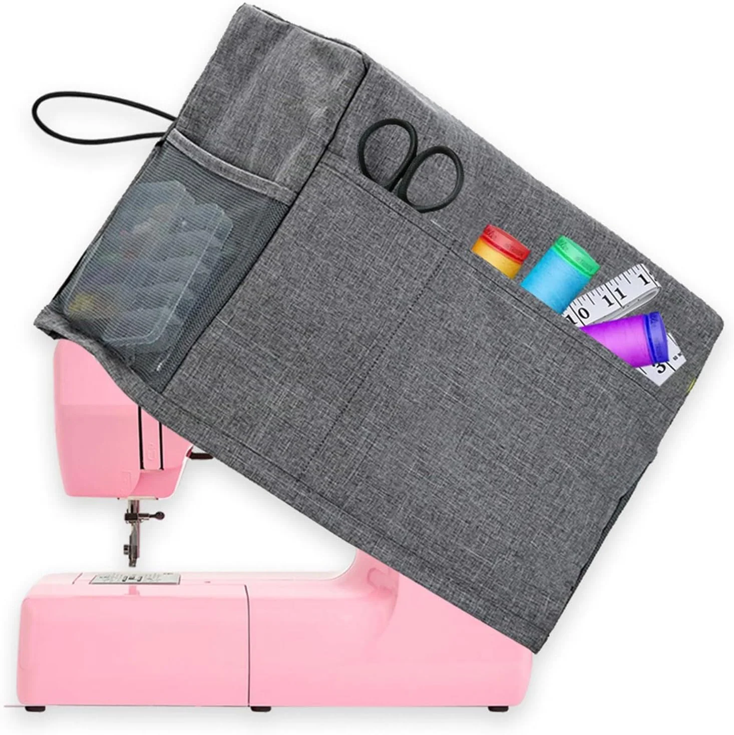 روکش ضد آب چرخ خیاطی، تاشو با ظرفیت بالا به همراه 3 جیب ذخیره سازی، سازگار با اکثر چرخ خیاطی های استاندارد