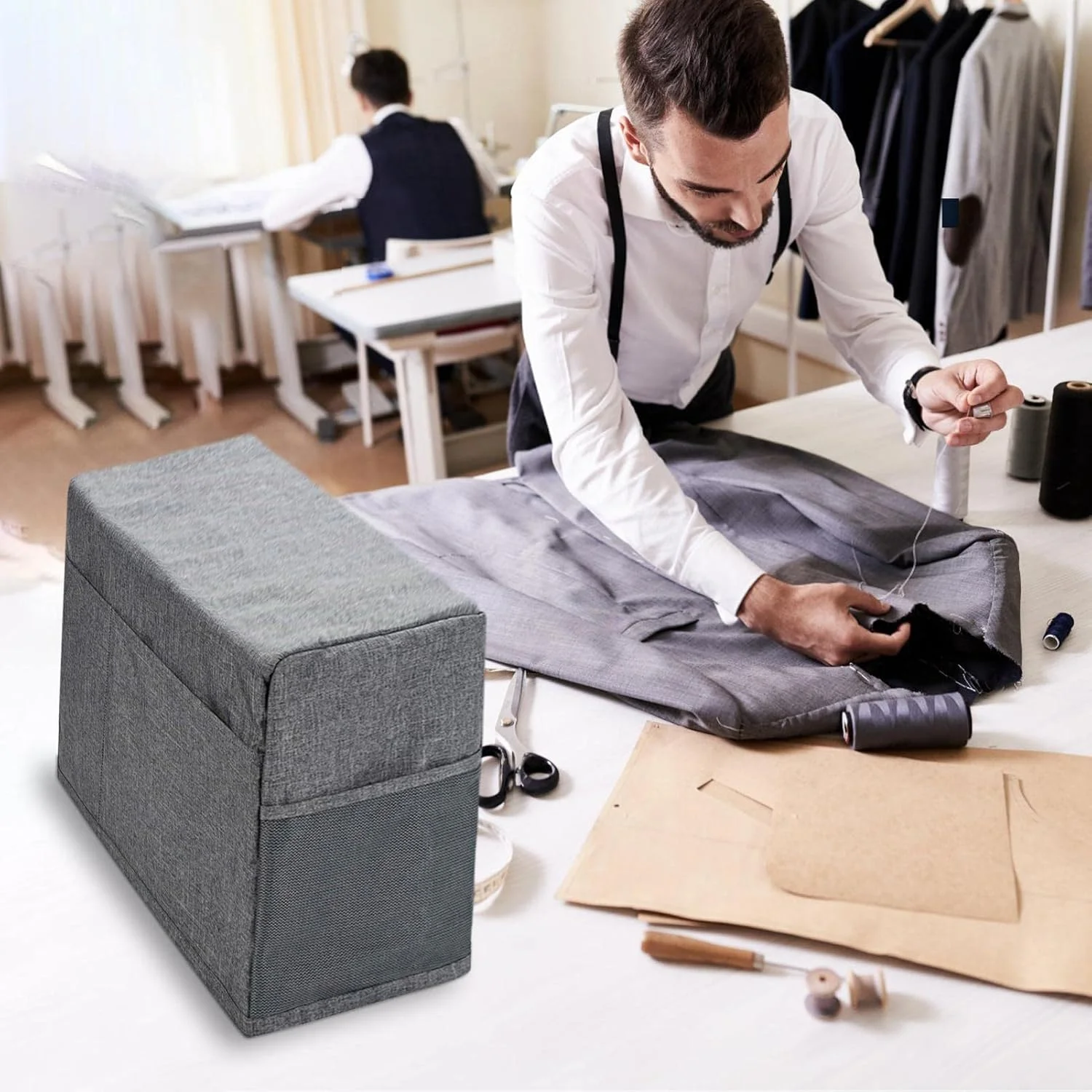 روکش ضد آب چرخ خیاطی، تاشو با ظرفیت بالا به همراه 3 جیب ذخیره سازی، سازگار با اکثر چرخ خیاطی های استاندارد