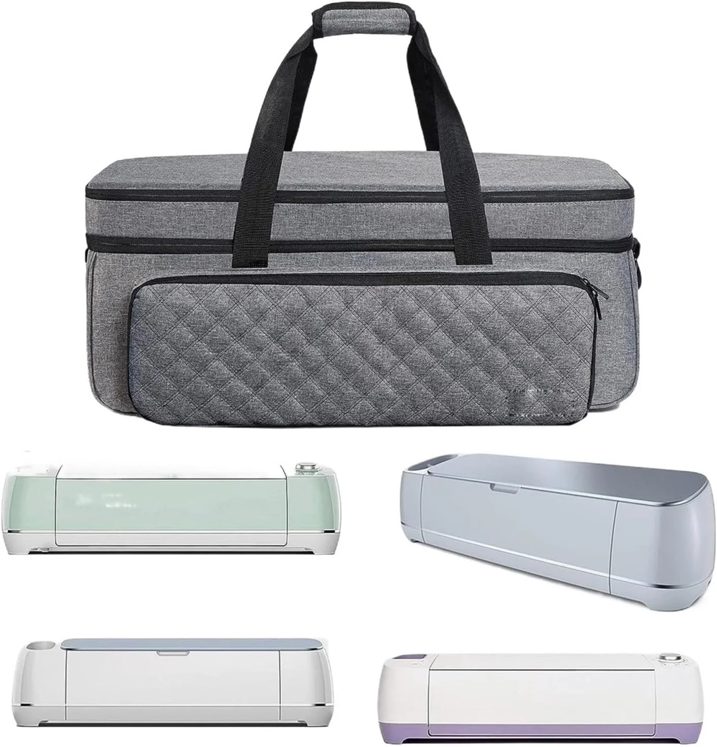 کیف حمل دو لایه فروشگاه سفید با جیب های پد دار برش خورده، سازگار با طیف گسترده ای از مدل های چرخ خیاطی. سازمان دهنده دو لایه، سازگار با طیف گسترده ای از سازمان دهنده های لوازم جانبی