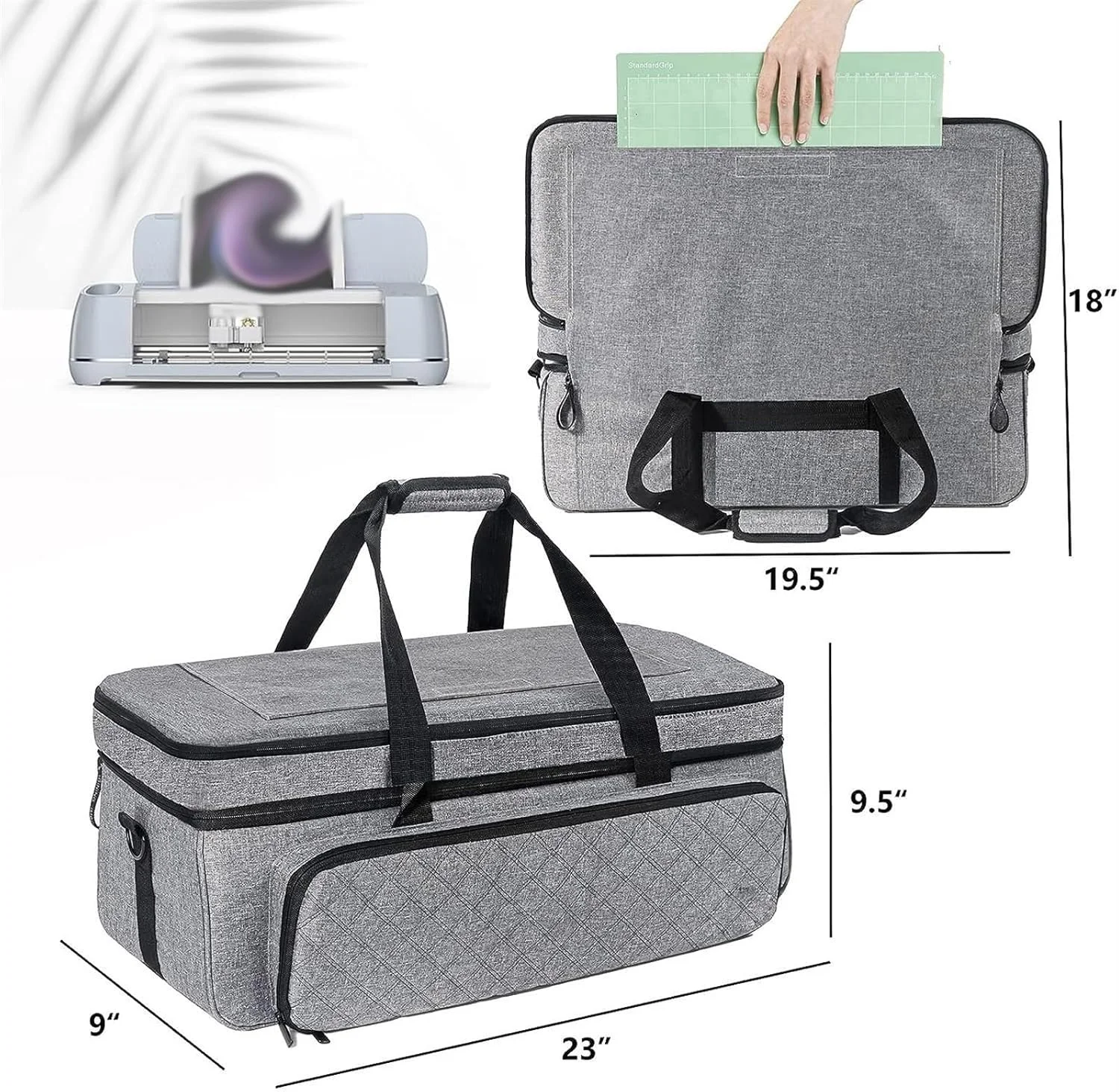 کیف حمل دو لایه فروشگاه سفید با جیب های پد دار برش خورده، سازگار با طیف گسترده ای از مدل های چرخ خیاطی. سازمان دهنده دو لایه، سازگار با طیف گسترده ای از سازمان دهنده های لوازم جانبی