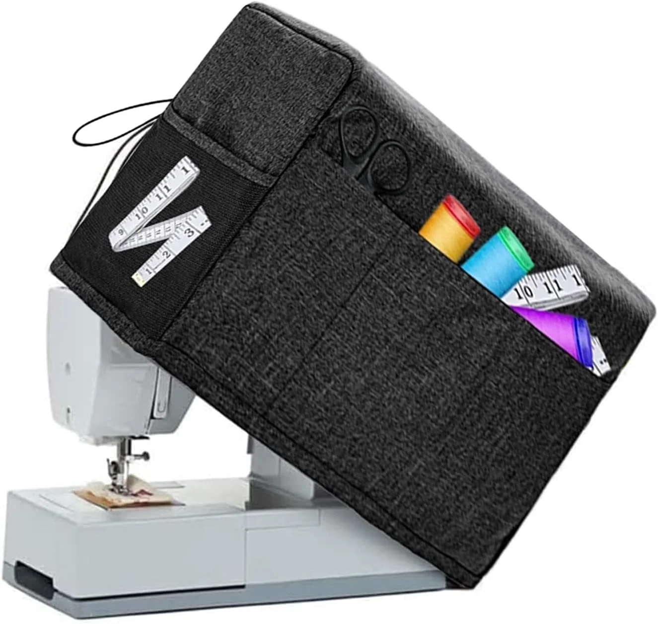 روکش چرخ خیاطی، کیف و کاورهای کاربردی برای چرخ خیاطی های دستی، روکش تاشو ضد گرد و غبار با ظرفیت بزرگ، سازگار با برندهای برادر و سینگر، مشکی
