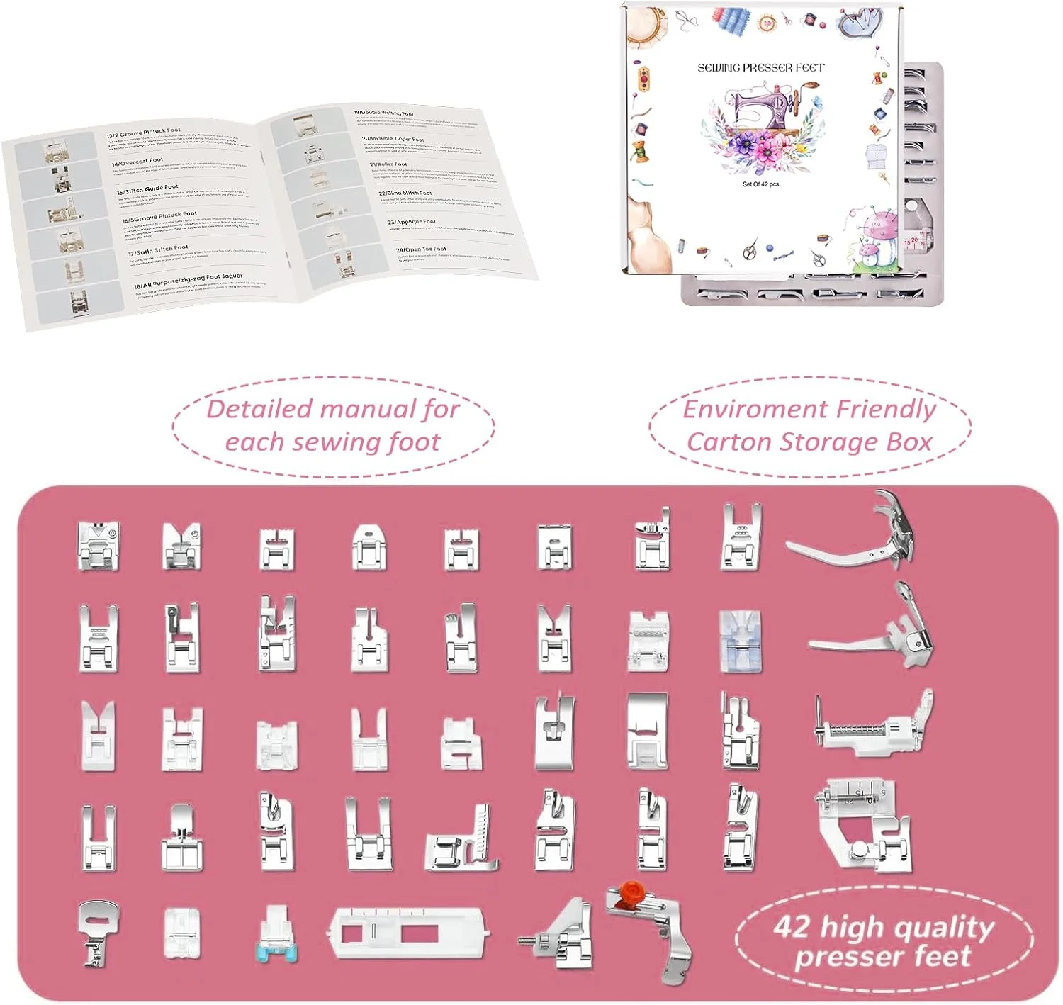 مجموعه پایه های دوخت 42 عددی XBA، لوازم جانبی پایه های چرخ خیاطی به همراه دفترچه راهنما برای Brother، Babylock، Singer، Elna، Toyota، New Home، Simplicity، N، Kenmore با پایه کوتاه مجموعه پایه های دوخت 42 عددی XBA، لوازم جانبی پایه های چرخ خیاطی به همراه دفترچه راهنما برای Brother، Babylock، Singer، Elna، Toyota، New Home، Simplicity، N، Kenmore با پایه کوتاه