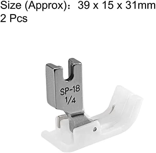 پایه دوخت لبه دار لولایی چرخ خیاطی صنعتی با راهنمای سمت راست 1/4 اینچ (6 میلی متر) سفید 2 عددی