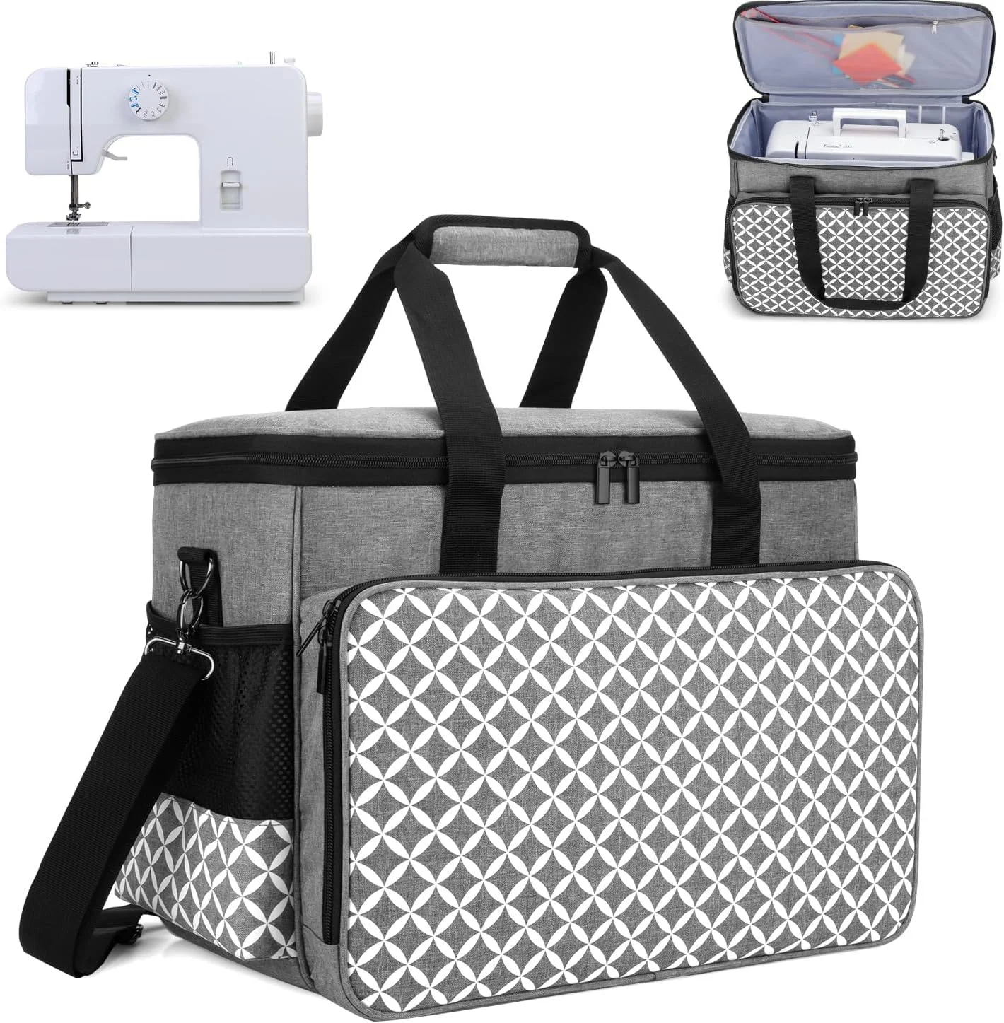 کیف حمل چرخ خیاطی یاروو - خاکستری با طرح شبکه ای YW01403 کیف حمل چرخ خیاطی یاروو - خاکستری با طرح شبکه ای YW01403